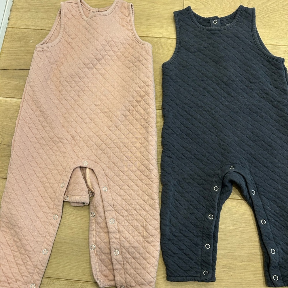 2 pairs of Pehr quilted jumpsuits in great condition - size 12-18m